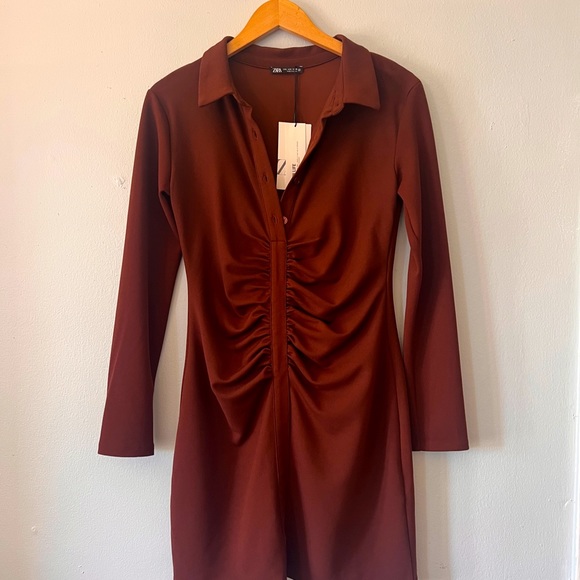 Brown mini long sleeve dress - Picture 2 of 4